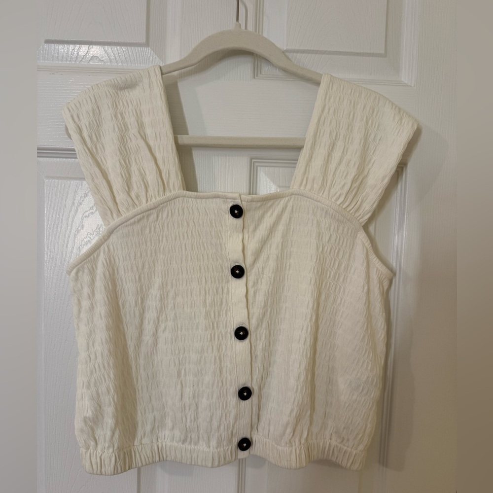NWT - Madewell Crinkle-Knit Button-Front Top